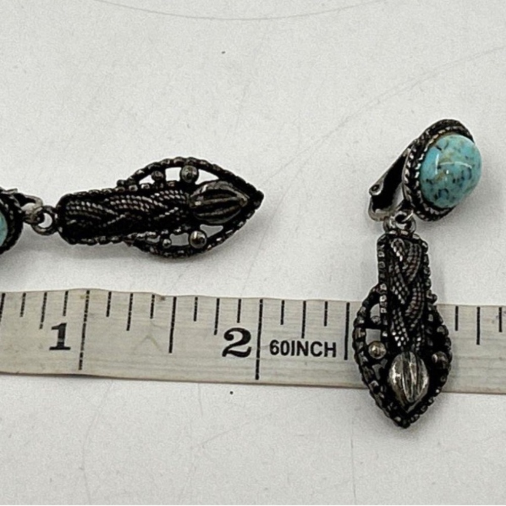 Albert Weiss Turquoise and Black Earrings - Picture 7 of 9